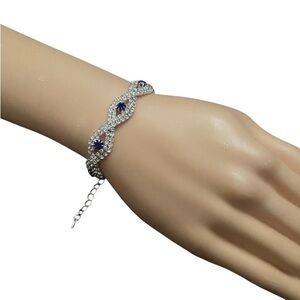 Rhinestone bridal bracelet blue silver